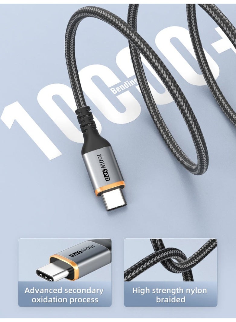 كابل تايم كابل شحن جديد من نوع USB-C إلى USB-C بقوة 100 واط - Image 2